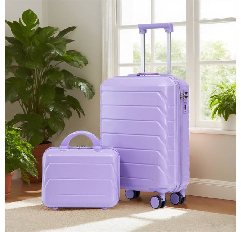 MODFU Kofferset ABS-Spinner-Trolleyset mit Zahlenschloss, 4 Rollen, (mit Kosmetiktasche, 2 tlg., S-M-Set) von MODFU