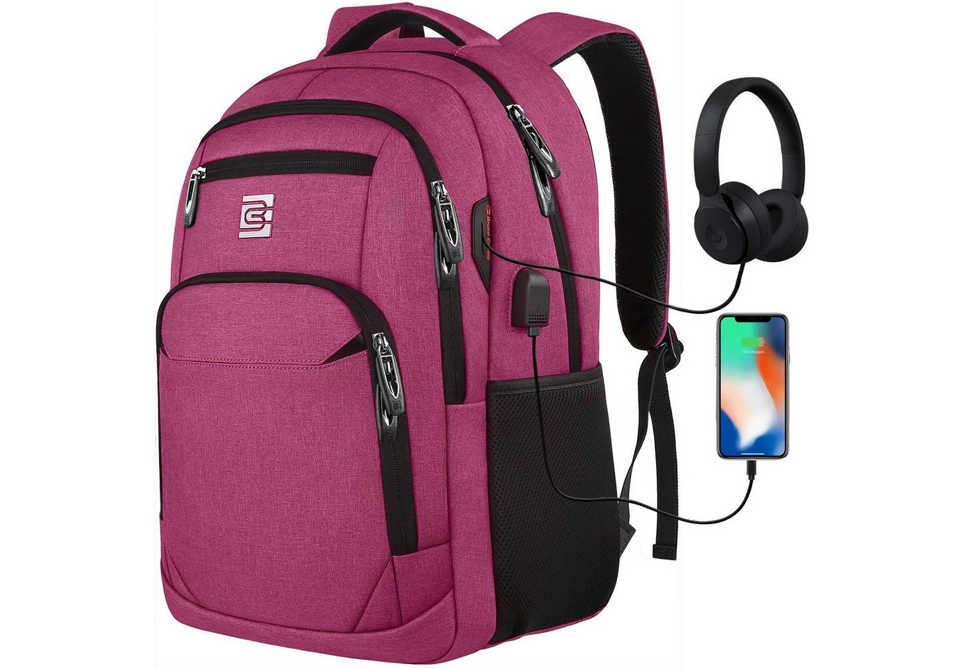 MODFU Laptoprucksack Laptop Rucksack Rucksäcke Schulrucksack Laptoptasche Wasserbeständig (Laptop Notebook Tasche Schule Uni Rucksack Freizeitrucksack, Sportrucksack, mit USB-Anschluss, Anti-Diebstahl, Backpack mit Laptopfach), Herren Damen Jungen Teenager Freizeit Arbeit Business Reisen von MODFU