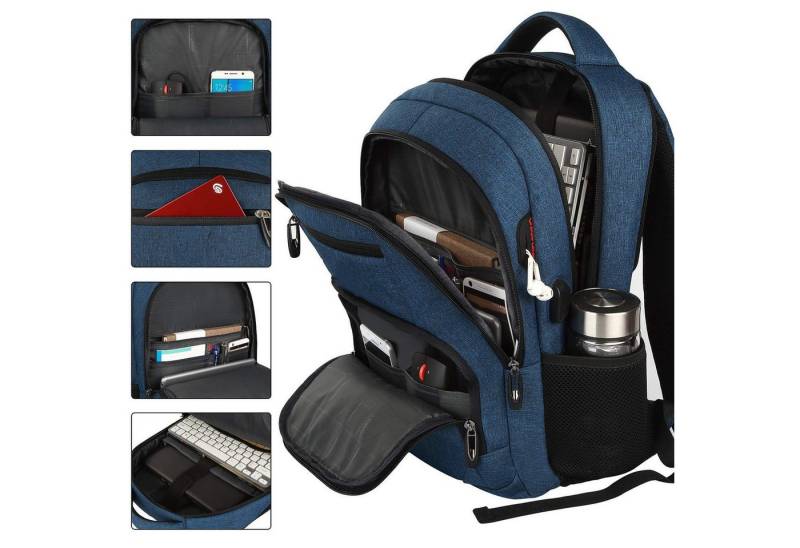 MODFU Laptoprucksack Schulrucksack Laptoptasche Freizeittasche Rucksäcke (Laptop Notebook Tasche Schule Uni Rucksack, 1-tlg., Sportrucksack, mit USB-Anschluss, Anti-Diebstahl, Backpack mit Laptopfach), fur Herren Damen Jungen Teenager Freizeit Arbeit Business Reisen von MODFU