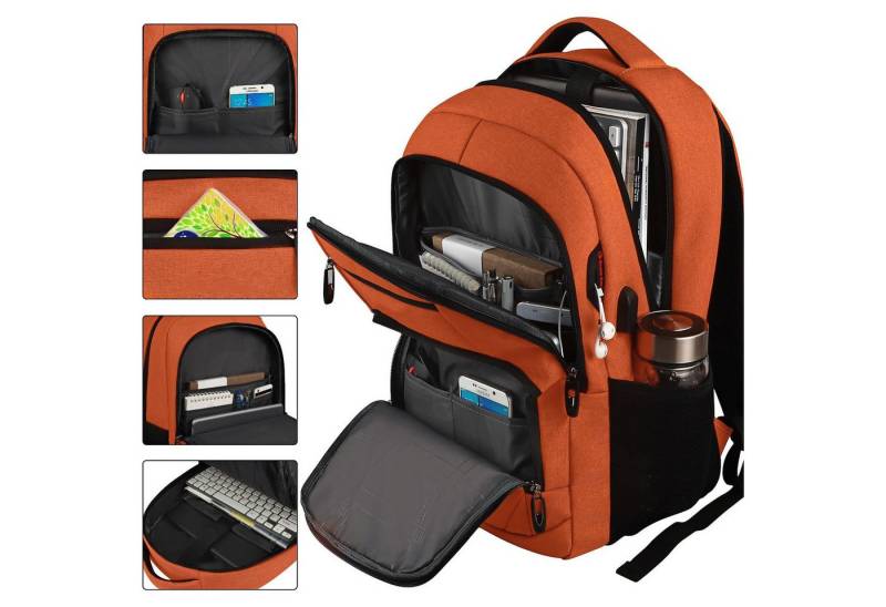 MODFU Laptoprucksack Schulrucksack Laptoptasche Freizeittasche Rucksäcke (Laptop Notebook Tasche Schule Uni Rucksack, 1-tlg., Sportrucksack, mit USB-Anschluss, Anti-Diebstahl, Backpack mit Laptopfach), fur Herren Damen Jungen Teenager Freizeit Arbeit Business Reisen von MODFU