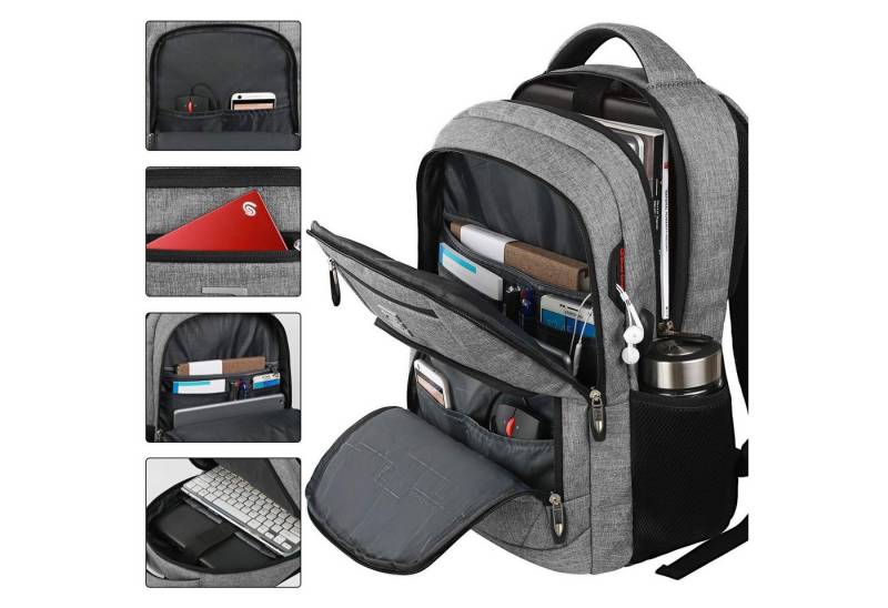 MODFU Laptoprucksack Schulrucksack Laptoptasche Freizeittasche Rucksäcke (Laptop Notebook Tasche Schule Uni Rucksack, 1-tlg., Sportrucksack, mit USB-Anschluss, Anti-Diebstahl, Backpack mit Laptopfach), fur Herren Damen Jungen Teenager Freizeit Arbeit Business Reisen von MODFU