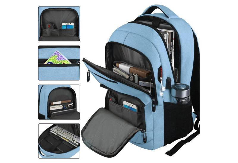 MODFU Laptoprucksack Schulrucksack Laptoptasche Freizeittasche Rucksäcke (Laptop Notebook Tasche Schule Uni Rucksack, 1-tlg., Sportrucksack, mit USB-Anschluss, Anti-Diebstahl, Backpack mit Laptopfach), fur Herren Damen Jungen Teenager Freizeit Arbeit Business Reisen von MODFU