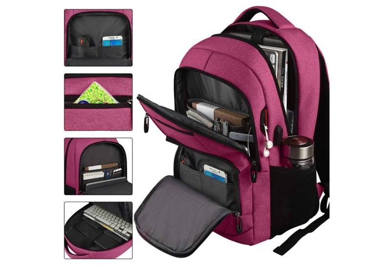 MODFU Laptoprucksack Schulrucksack Laptoptasche Freizeittasche Rucksäcke (Laptop Notebook Tasche Schule Uni Rucksack, 1-tlg., Sportrucksack, mit USB-Anschluss, Anti-Diebstahl, Backpack mit Laptopfach), fur Herren Damen Jungen Teenager Freizeit Arbeit Business Reisen von MODFU