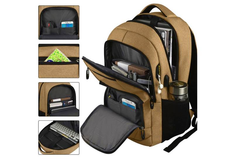 MODFU Laptoprucksack Schulrucksack Laptoptasche Freizeittasche Rucksäcke (Laptop Notebook Tasche Schule Uni Rucksack, 1-tlg., Sportrucksack, mit USB-Anschluss, Anti-Diebstahl, Backpack mit Laptopfach), fur Herren Damen Jungen Teenager Freizeit Arbeit Business Reisen von MODFU