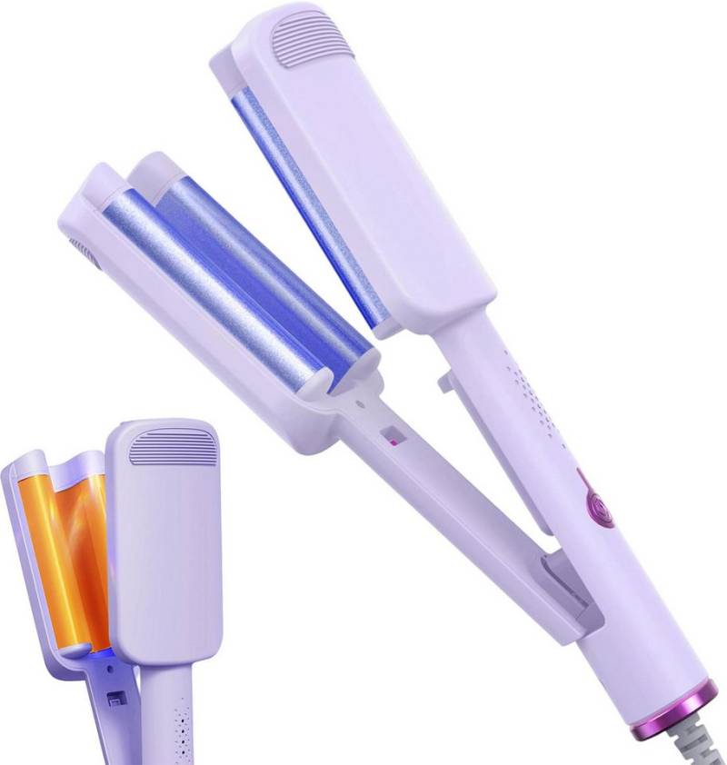 MODFU Lockenstab Haar Curler 32mm Welleneisen Frisierstab mit Temperaturregelung, Keramikbeschichtung, Beach-Wave- und French-Curl-Lockenstab 4 Temperaturstufen von MODFU