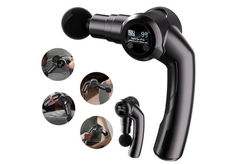 MODFU Massagepistole Massagegerät Set Elektrisches Muskelmassagegerät Faszienpistole, bis zu 3200 U/min 1-tlg., Leise Tragbar Faltbar Muskel Massage Gerät mit Transportcase, mit 6 Massageköpfen zur Schmerzlinderung Rücken Nacken Schulter Beine von MODFU