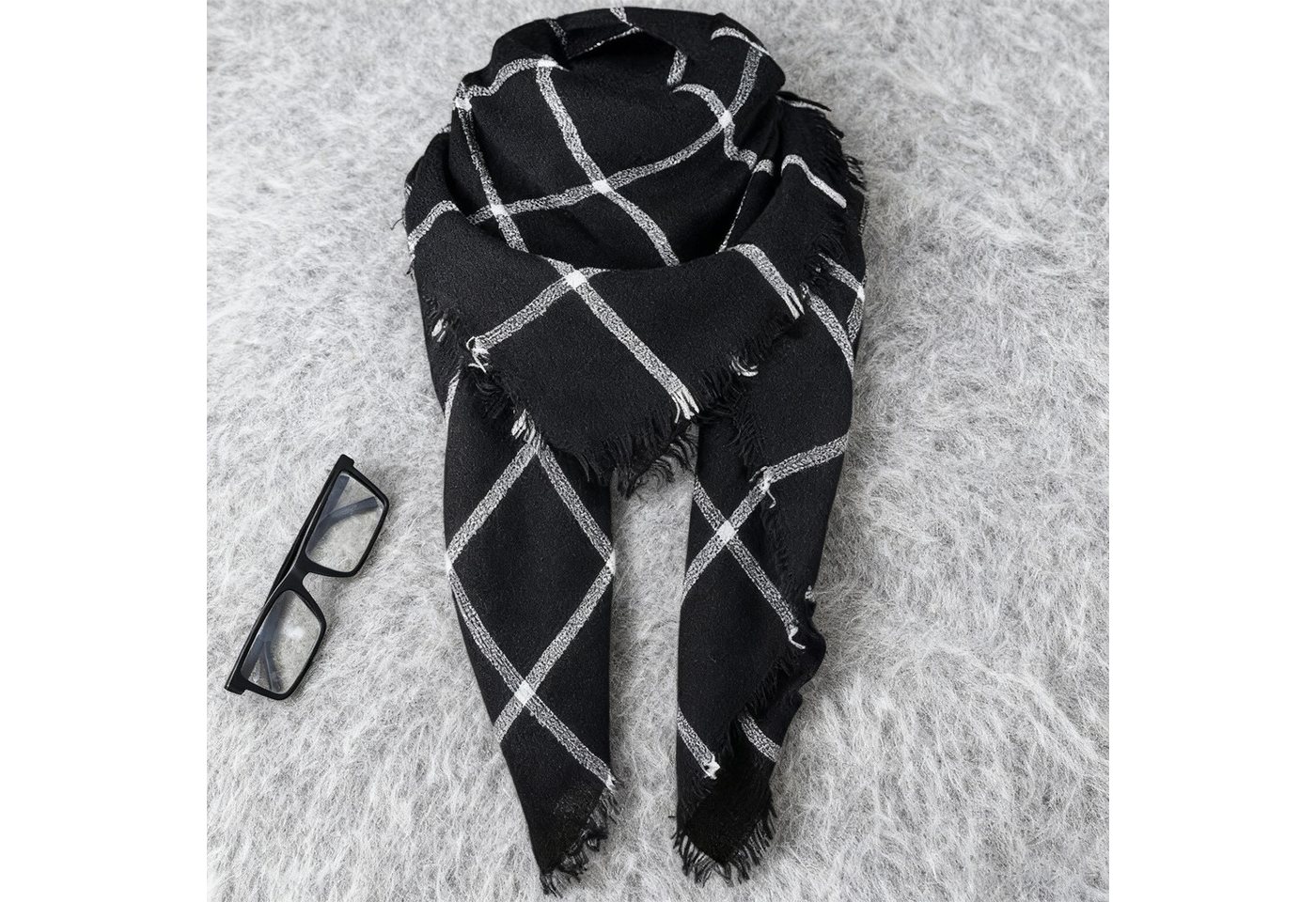 MODFU Modeschal Großer Damenschal Winterschal Umschlagtuch Schal, (Klassisches Karomuster vielseitig als Schal oder Stola nutzbar, 1-St. Ideal kombinierbar mit Mänteln Jeans und Strickmode), Stilvolles Geschenk für Familie und Freunde von MODFU