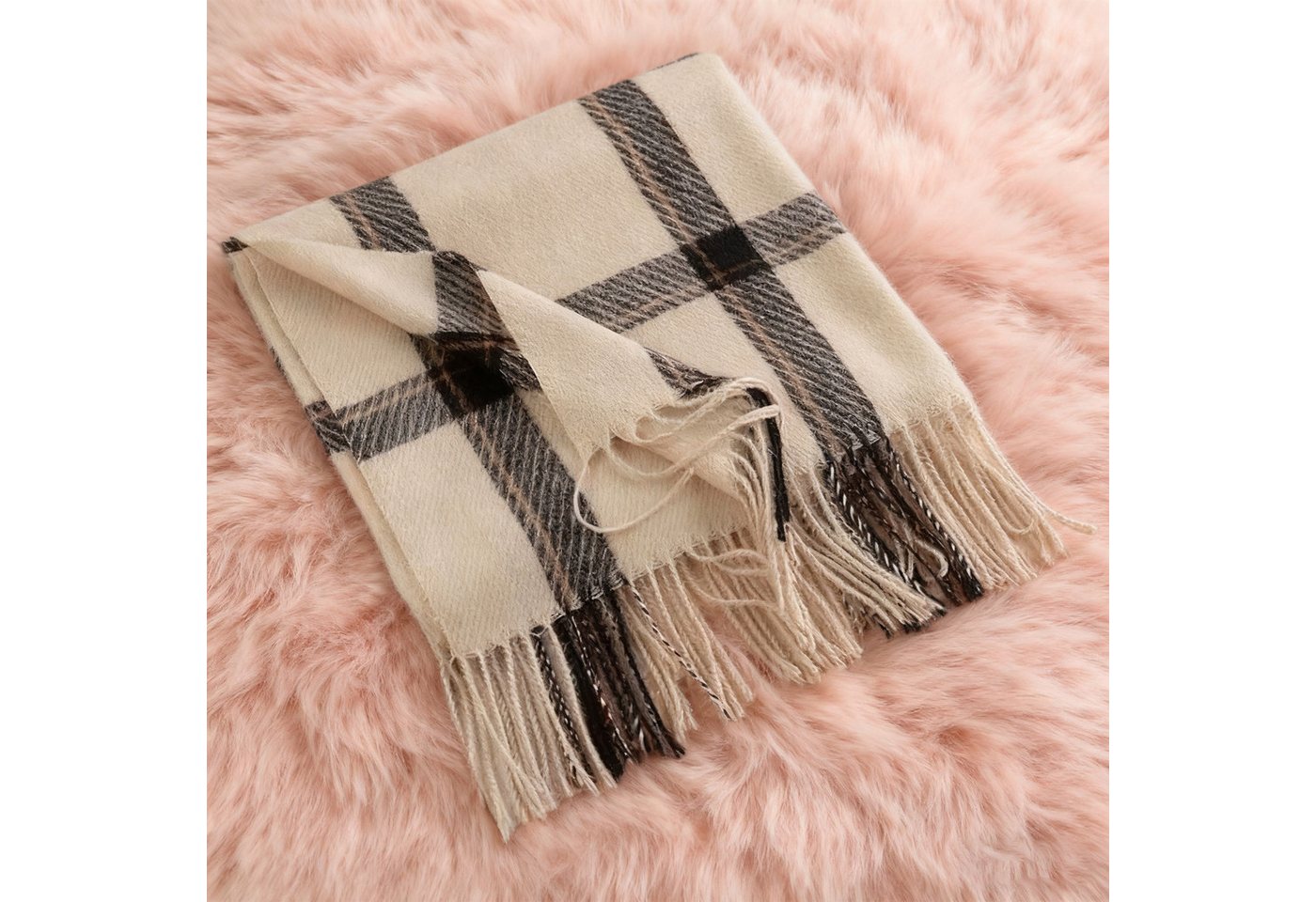 MODFU Modeschal Großer Damenschal Winterschal Umschlagtuch Schal, (kann als Schultertuch Decke oder Poncho verwendet werden, 1-St. Perfektes Geschenk für Damen, 196 x 64 cm), Großer Damenschal mit klassischem Karomuster für elegante Outfits von MODFU