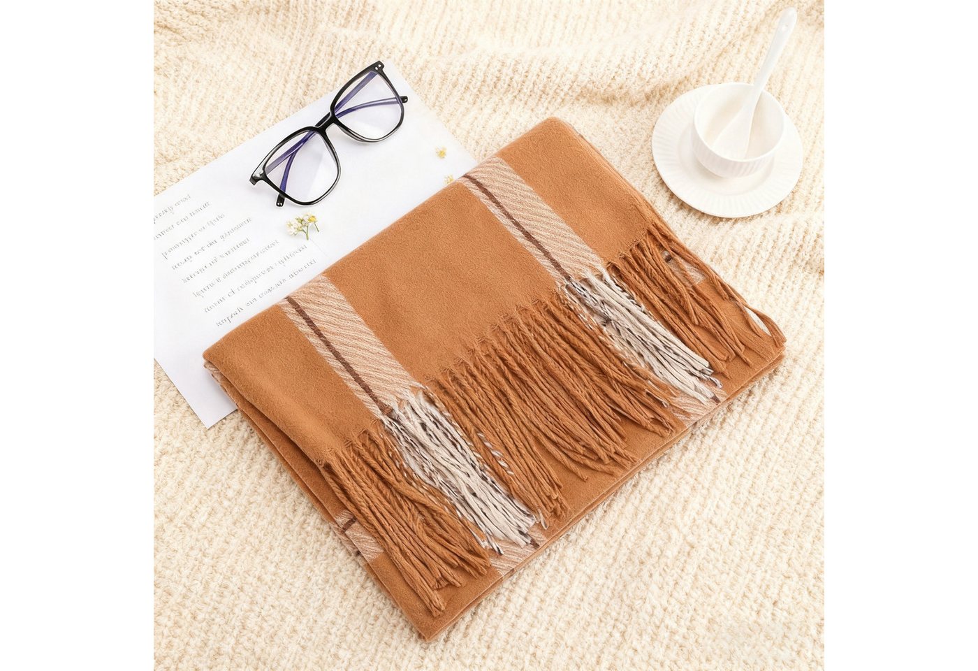 MODFU Modeschal Großer Damenschal Winterschal Umschlagtuch Schal, (kann als Schultertuch Decke oder Poncho verwendet werden, 1-St. Perfektes Geschenk für Damen, 196 x 64 cm), Großer Damenschal mit klassischem Karomuster für elegante Outfits von MODFU