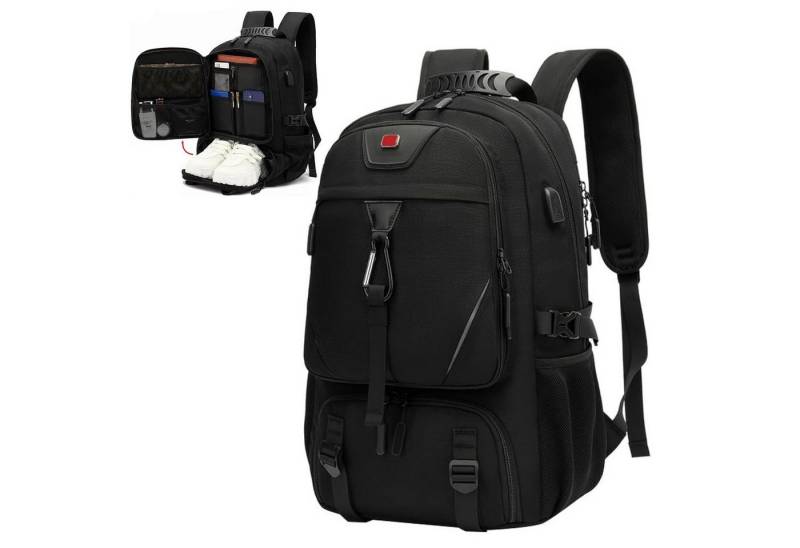 MODFU Reiserucksack Businessrucksack Schulrucksack mit Schuhfach (Handgepäck mit Laptopfach Trolleygurt Anti-Diebstahl-Tasche, 1-tlg., USB-Lade-Anschluss, Wasserabweisender), für Herren Damen Reisen Arbeit Sport Outdoor von MODFU