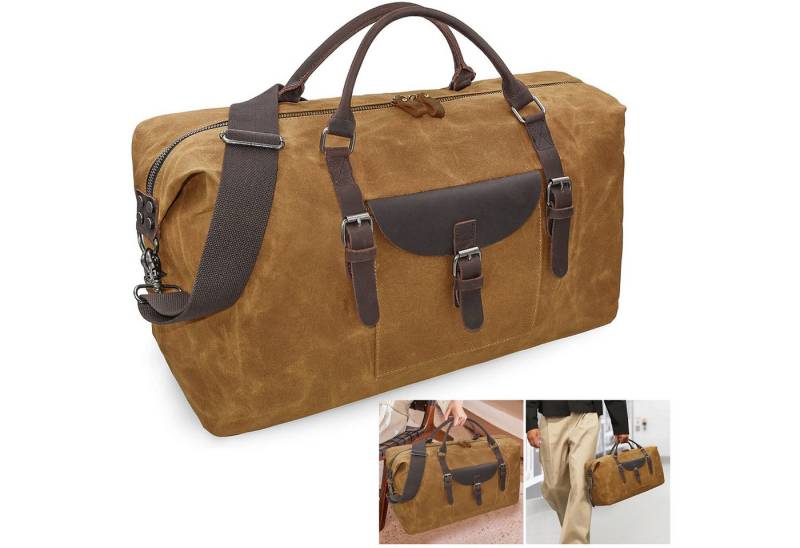 MODFU Reisetasche Handtasche Sporttasche Handgepäcktasche Trainingstasche (Weekender Tasche Handgepäck mit Schultergurt, Wasserdichte, Canvas, viele Fächer), Damen Herren Gym Reisen Freizeit Urlaub Übernachtung Arbeit Business von MODFU