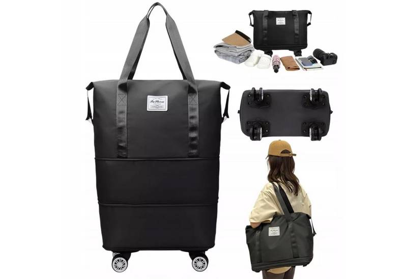 MODFU Reisetasche Wochenendtasche Unisex Handgepäck mit Trolley Gurt (Faltbare Großer Sporttasche Trainingstasche, 1-tlg., Nass und Trocken Trennung, 360° drehbar, Wasserdicht), für Damen Herren zum Reisen Sport Camping Weekender Übernachtung von MODFU