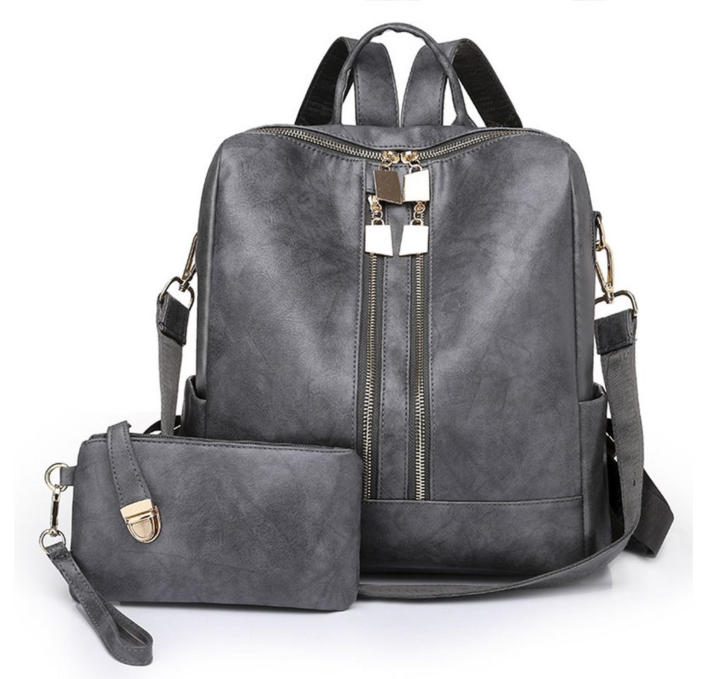 MODFU Rucksack Laptoprucksack Schulrucksack Lederrucksack Reiserucksack Leder (32x32x14 cm Lederrucksäcke mit 20x11 cm Handtasche, Schultertasche, Vintage, Notebook Laptop Tasche, Schule Rucksack), für Herren Damen Jungen Teenager Freizeit Arbeit Business Reisen von MODFU