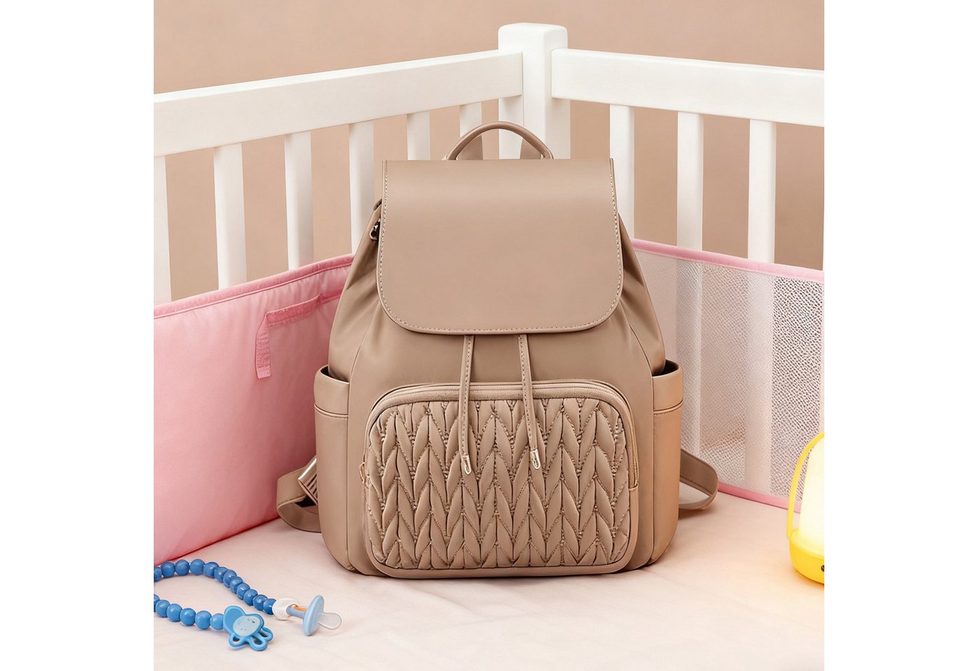MODFU Rucksack Reiserucksack Cityrucksack Freizeitrucksack Stylischer Baby-Tasche (mit 1 Hauptfach 2 Seitentaschen und 1 Fronttasche, 1-tlg., mit Quilt-Design und Diebstahlschutz-Tasche), Wasserdichter Damen-Mini-Rucksack für Alltag Reisen Schule von MODFU
