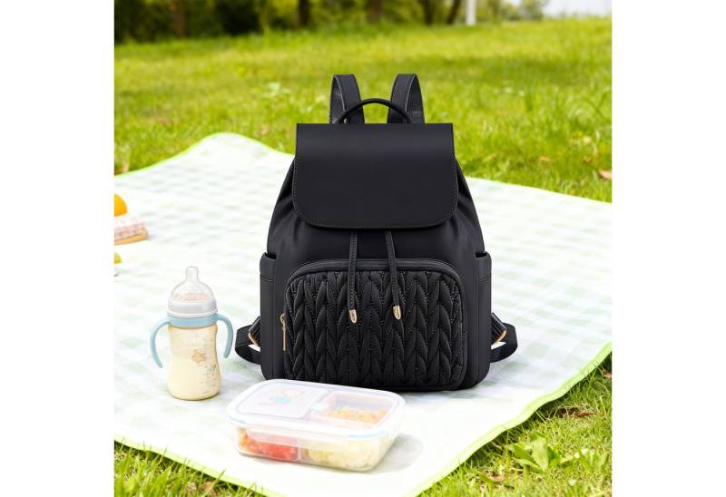 MODFU Rucksack Reiserucksack Cityrucksack Freizeitrucksack Stylischer Baby-Tasche (mit 1 Hauptfach 2 Seitentaschen und 1 Fronttasche, 1-tlg., mit Quilt-Design und Diebstahlschutz-Tasche), Wasserdichter Damen-Mini-Rucksack für Alltag Reisen Schule von MODFU