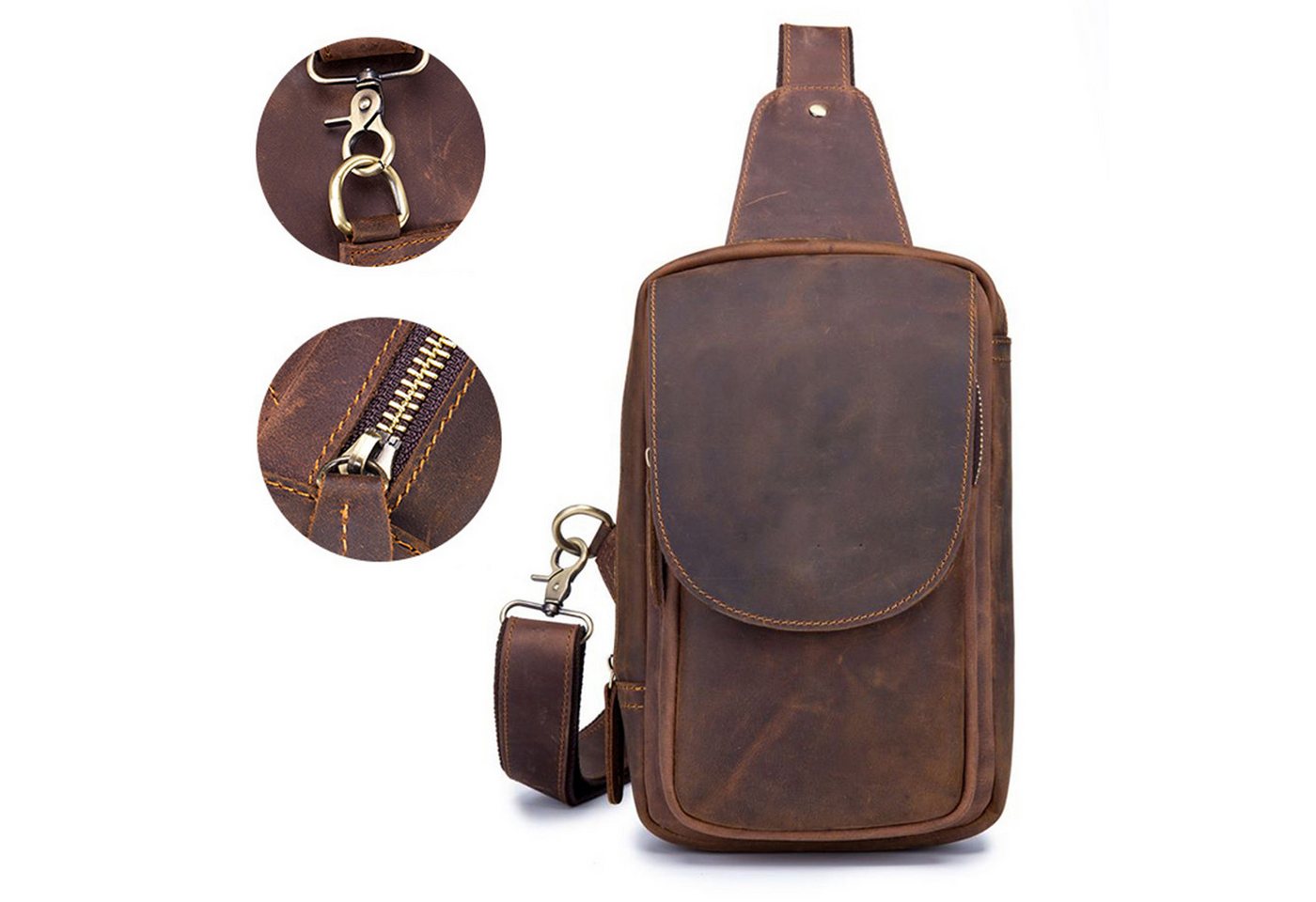 MODFU Schultertasche Brusttasche Kunstleder Handytasche Rucksack Sling Bag (Aus Kunstleder Herren und Damen 16 x 26 x 10 cm, Geldgürtel, Sport, Sporttasche, Handytasche), für Outdoor Camping Reisen Wandern Radfahren Multipurpose Tagepacks von MODFU