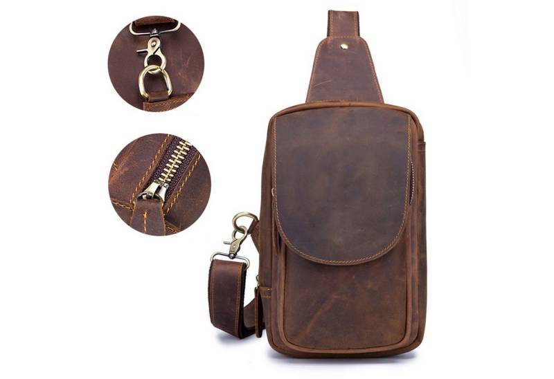 MODFU Schultertasche Brusttasche Kunstleder Handytasche Rucksack Sling Bag (Aus Kunstleder Herren und Damen 16 x 26 x 10 cm, Geldgürtel, Sport, Sporttasche, Handytasche), für Outdoor Camping Reisen Wandern Radfahren Multipurpose Tagepacks von MODFU
