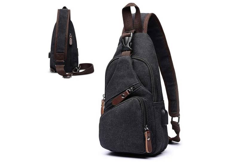 MODFU Schultertasche Brusttasche Sling Bag Handytasche Rucksack Umhängetasche (Herren Damen Geldgürtel Sport Sporttasche Groß 15 x 31 x 7 cm, 1-tlg., Handytasche, Unisex, mit USB-Lade-Anschluss, Anti-Diebstahl Fach), für Outdoor Camping Reisen Wandern Radfahren Multipurpose Tagepacks von MODFU