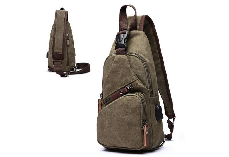 MODFU Schultertasche Brusttasche Sling Bag Handytasche Rucksack Umhängetasche (Herren Damen Geldgürtel Sport Sporttasche Groß 15 x 31 x 7 cm, 1-tlg., Handytasche, Unisex, mit USB-Lade-Anschluss, Anti-Diebstahl Fach), für Outdoor Camping Reisen Wandern Radfahren Multipurpose Tagepacks von MODFU