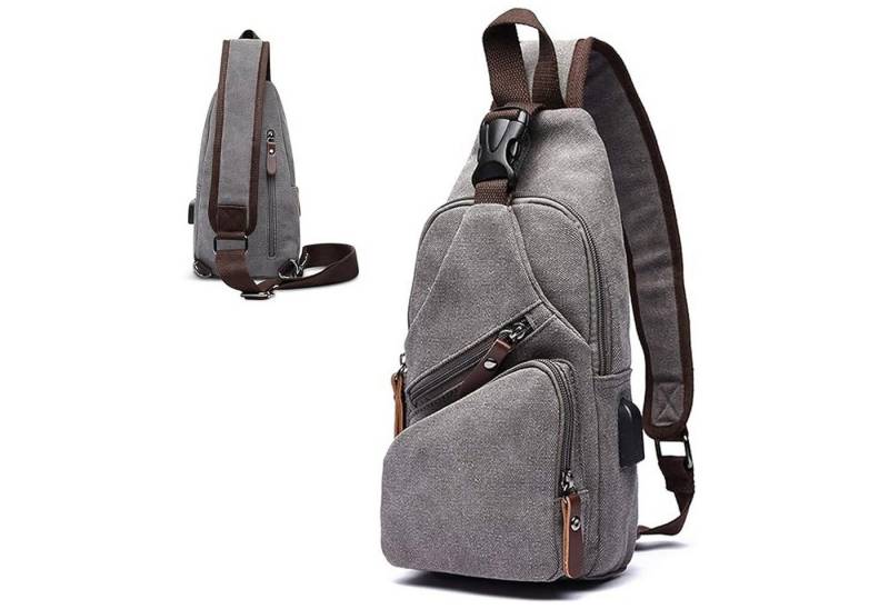 MODFU Schultertasche Brusttasche Sling Bag Handytasche Rucksack Umhängetasche (Herren Damen Geldgürtel Sport Sporttasche Groß 15 x 31 x 7 cm, 1-tlg., Handytasche, Unisex, mit USB-Lade-Anschluss, Anti-Diebstahl Fach), für Outdoor Camping Reisen Wandern Radfahren Multipurpose Tagepacks von MODFU