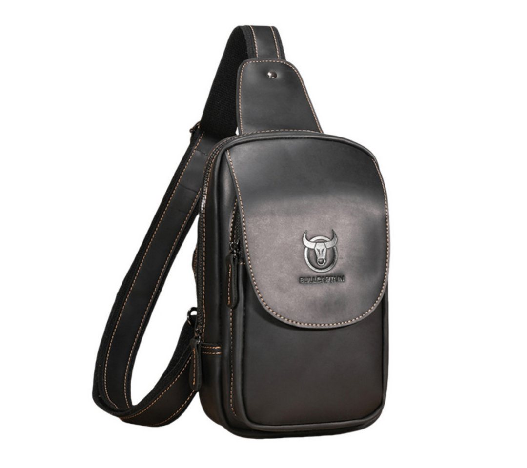 MODFU Schultertasche Brusttasche Sling Schulter Rucksack Rucksäcke Crossbody Umhängetasche (aus Echtes Leder Herren und Damen 16 x 26 x 10 cm, Geldgürtel, Sport, Sporttasche, Handytasche, Anti-Diebstahl, Echtleder), für Outdoor Camping Reisen Wandern Radfahren Multipurpose Tagepacks von MODFU