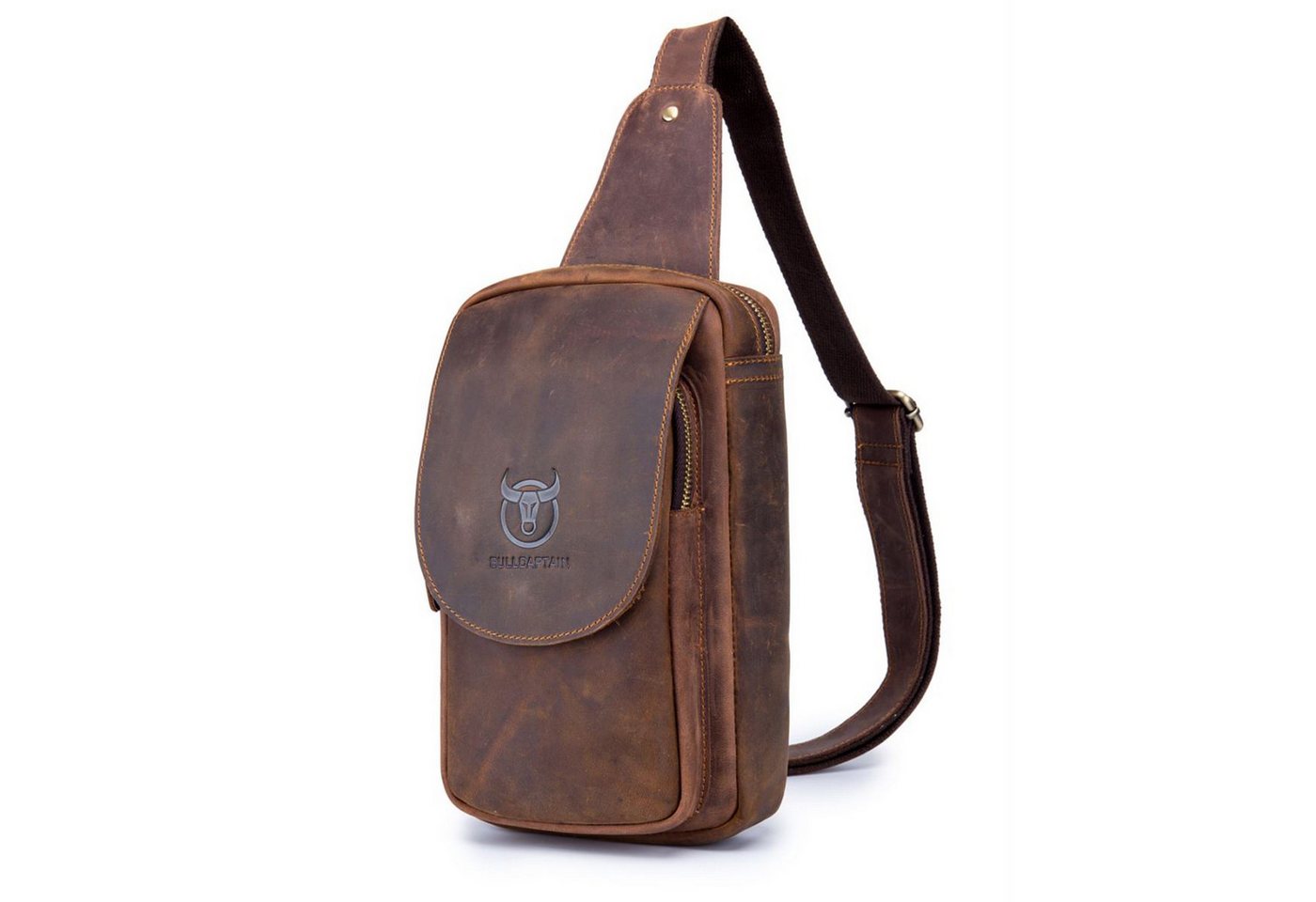 MODFU Schultertasche Brusttasche Sling Schulter Rucksack Rucksäcke Crossbody Umhängetasche (aus Echtes Leder Herren und Damen 16 x 26 x 10 cm, Geldgürtel, Sport, Sporttasche, Handytasche, Anti-Diebstahl, Echtleder), für Outdoor Camping Reisen Wandern Radfahren Multipurpose Tagepacks von MODFU