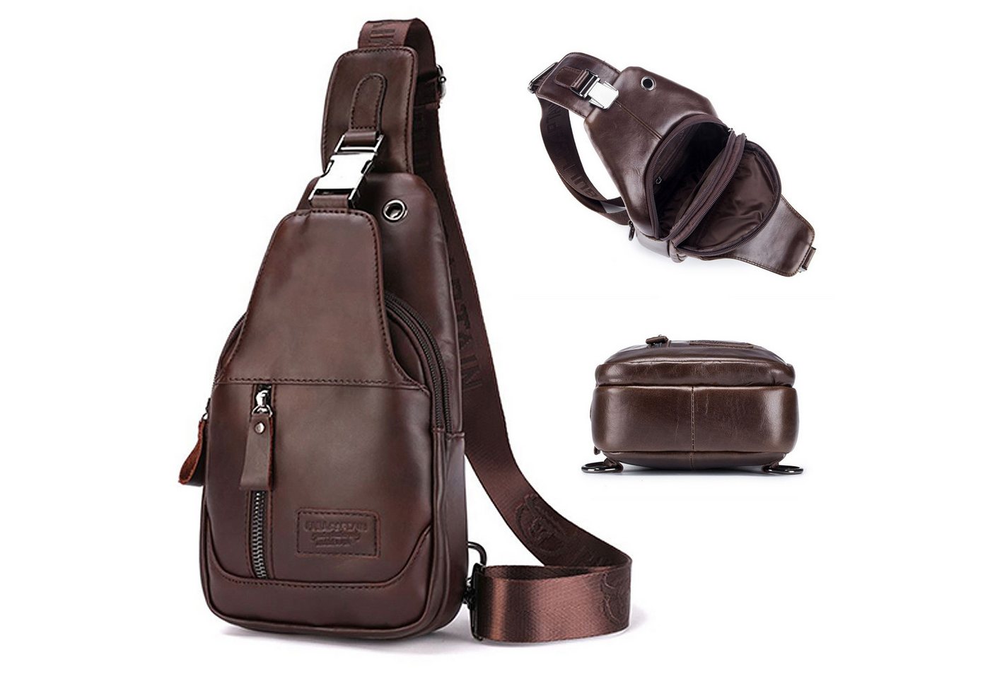 MODFU Schultertasche Brusttasche Sling Schulter Rucksäcke Crossbody Umhängetasche (aus Kunstleder Herren und Damen 16 x 28 x 9 cm, Geldgürtel, Anti-Diebstahl), für Outdoor Camping Reisen Wandern Radfahren Multipurpose Tagepacks von MODFU