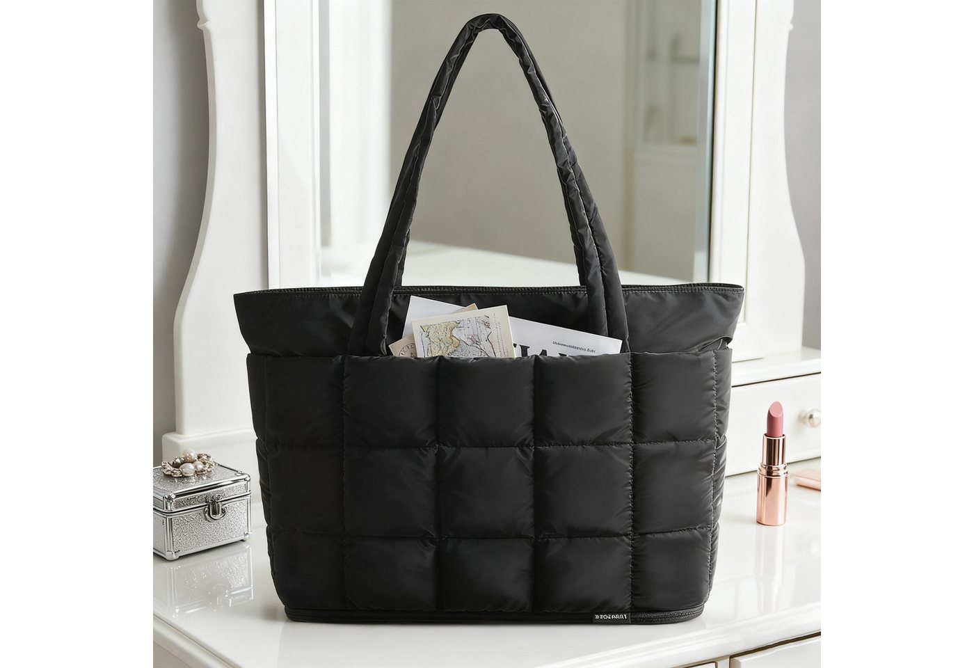 MODFU Schultertasche Reisetasche Handgepäck Tasche Weekender Schultertasche Sporttasche (Erweiterbare 22-28L mit leicht zugänglichen Fächern, 1-tlg., mit Trolley-Gurt Laptopfach 15,6" wasserabweisend), multifunktional für Reisen Sport und Alltag von MODFU