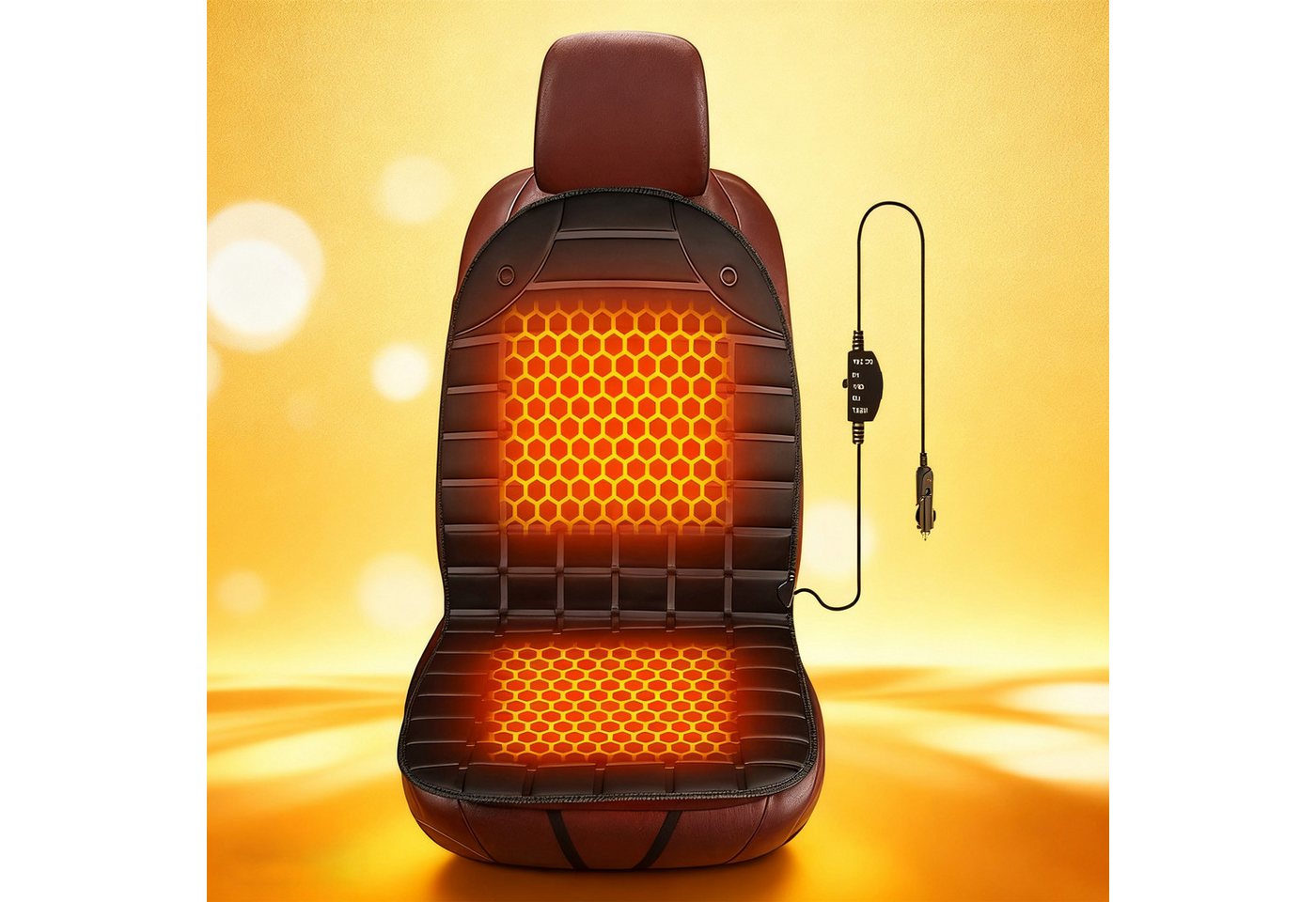 MODFU Sitzheizkissen beheiztes Sitzkissen Auto und Büro Autositz-Heizkissen Sitzheizung, Schnellaufheizendes Heizkissen mit Temperaturregelung 30–65°C 1-tlg., rutschfestem Design und langlebigen elastischen Gurten, Vielseitig einsetzbar für Auto Büro oder Zuhause von MODFU