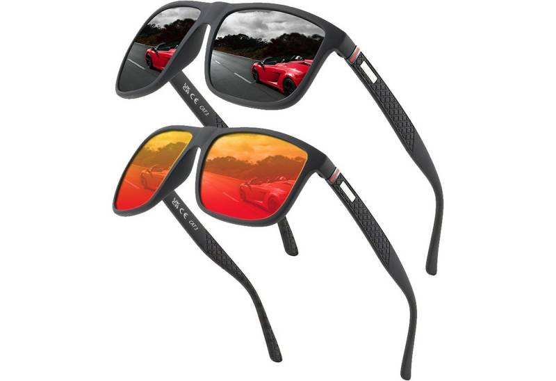 MODFU Sonnenbrille Pilotenbrille Polarisiert Leicht Quadrat (UV400-Schutz, 2-St., Voller Blendschutz, Reisebrille) für Outdoor Camping Reisen Freizeit Laufen Radfahren usw von MODFU
