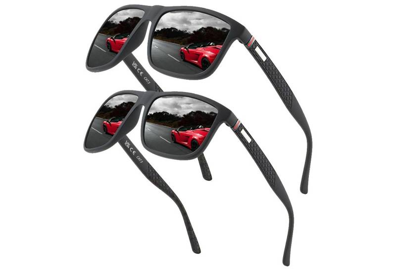 MODFU Sonnenbrille Pilotenbrille Polarisiert Leicht Quadrat (UV400-Schutz, 2-St., Voller Blendschutz, Reisebrille) für Outdoor Camping Reisen Freizeit Laufen Radfahren usw von MODFU