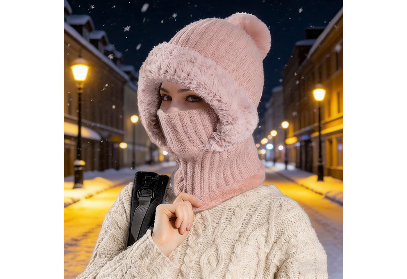 MODFU Strickmütze Wärmeisolierende Unisex-Wintermütze Multifunktions-Kapuzenmaske (Atmungsaktiv elastisch und windabweisend für komfortablen Schutz, 1-St., Multifunktional nutzbar als Kapuze Halswärmer oder Ohrschutz) Perfekt für Wintersport Radfahren Arbeiten im Freien Reisen Alltag von MODFU