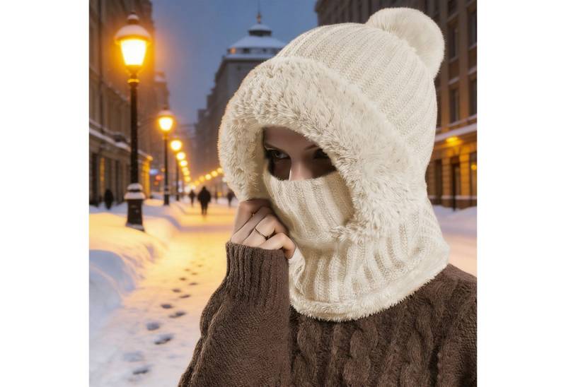 MODFU Strickmütze Wärmeisolierende Unisex-Wintermütze Multifunktions-Kapuzenmaske (Atmungsaktiv elastisch und windabweisend für komfortablen Schutz, 1-St., Multifunktional nutzbar als Kapuze Halswärmer oder Ohrschutz) Perfekt für Wintersport Radfahren Arbeiten im Freien Reisen Alltag von MODFU