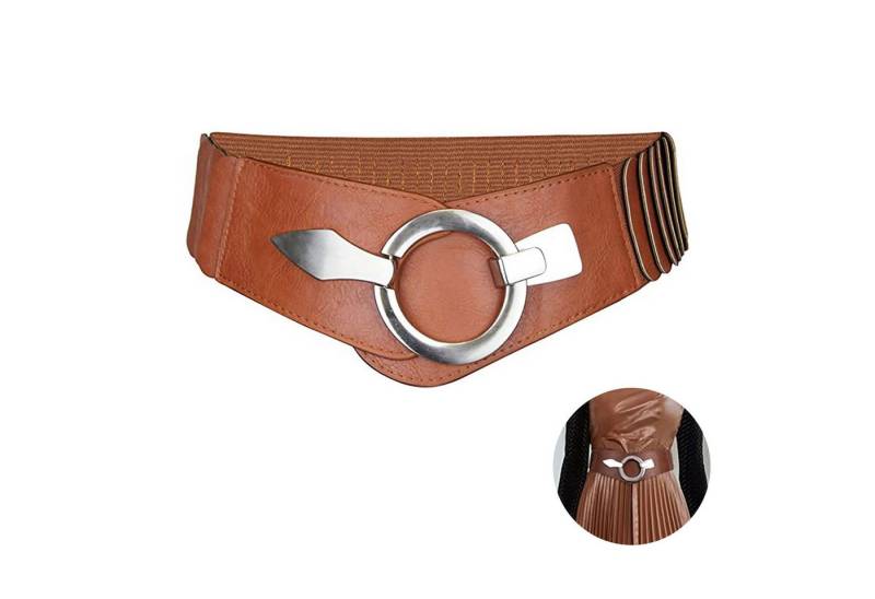 MODFU Taillengürtel Damen Obi Gürtel elastisch breit Bindegürtel Hüftgürtel (Taille zum Schnüren Breite 6 cm für die Taillengröße 80-95 cm geeignet, 1-St., Kunstleder, Elastik, Dehnbar) Accessoire für Kleider Blusen Jumpsuits Business Outfit usw. von MODFU