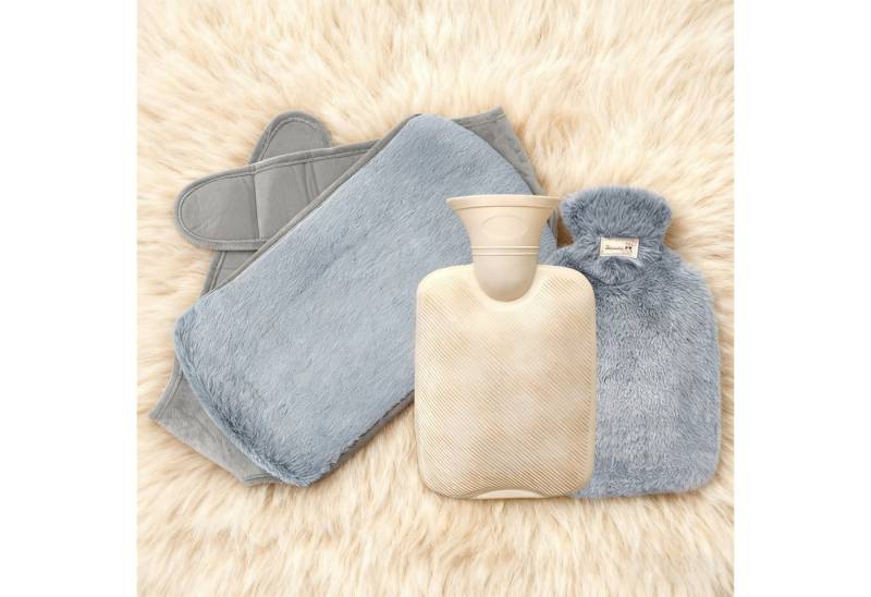 MODFU Wärmflasche Heißwasserflasche mit Wärmekompressengürtel Rücken- und Bauchwärmer, (1L Wärmflasche 15.5x24.5cm Weicher Taillenschutz, Wärmflasche kann auch separat in spezieller Hülle genutzt werden), weicher Samt verstellbarer Bund Menstruationsschmerzen-Linderung von MODFU