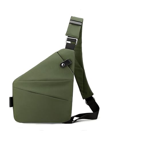 Anti-Diebstahl Reise Schultertasche, Unisex Nylon Brusttasche, Leichte Und Einfache Große Kapazität Anti-Diebstahl Schultertasche, Perfekte Reisebegleiter (Linke Schulter,Military Green) von MODINK