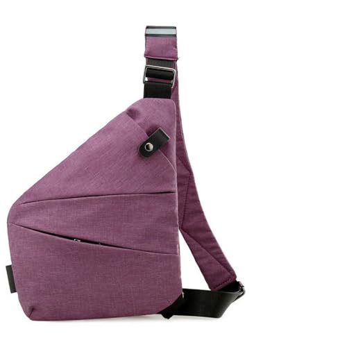 Anti-Diebstahl Reise Schultertasche, Unisex Nylon Brusttasche, Leichte Und Einfache Große Kapazität Anti-Diebstahl Schultertasche, Perfekte Reisebegleiter (Linke Schulter,Purple) von MODINK