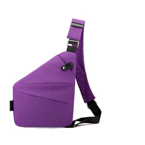 Anti-Diebstahl Reise Schultertasche, Unisex Nylon Brusttasche, Leichte Und Einfache Große Kapazität Anti-Diebstahl Schultertasche, Perfekte Reisebegleiter (Linke Schulter,Violet) von MODINK