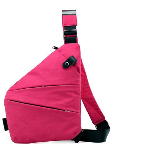 Anti-Diebstahl Reise Schultertasche, Unisex Nylon Brusttasche, Leichte Und Einfache Große Kapazität Anti-Diebstahl Schultertasche, Perfekte Reisebegleiter (Rechte Schulter,Rose red) von MODINK