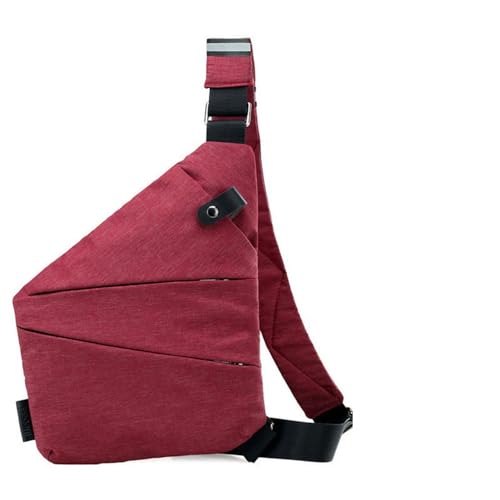 Anti-Diebstahl Reise Schultertasche, Unisex Nylon Brusttasche, Leichte Und Einfache Große Kapazität Anti-Diebstahl Schultertasche, Perfekte Reisebegleiter (Rechte Schulter,Wine red) von MODINK