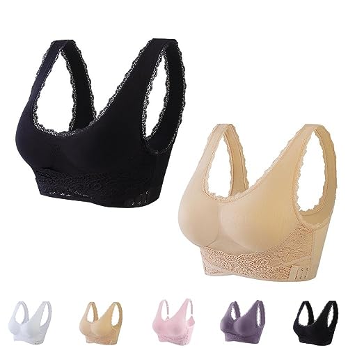 MODISTE Kendally Bra, Kendally Bras for Older Women, Comfy Corset Bra Front Cross Side Buckle Lace Bras, for Women (M, B) von MODISTE