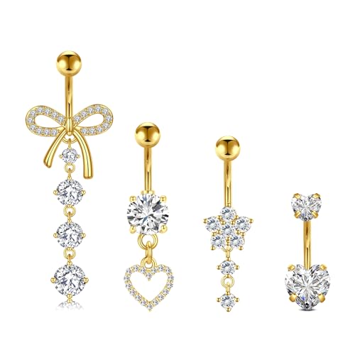 MODRSA 14G Bauchnabelpiercing Edelstahl Bauchpiercing Edelstahl 10MM Bauchnabel Piercing Gold Herz Bogen Damen Körperschmuck Piercing Bauchnabel Banane Barbell 4 Stück MODRSA 14G Bauchnabelpiercing Edelstahl Bauchpiercing Edelstahl 10MM Bauchnabel Piercing Gold Herz Bogen Damen Körperschmuck Piercing Bauchnabel Banane Barbell 4 Stück von MODRSA
