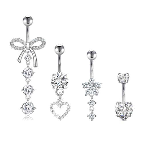 MODRSA 14G Bauchnabelpiercing Edelstahl Bauchpiercing Edelstahl 10MM Bauchnabel Piercing Silber Herz Bogen Damen Körperschmuck Piercing Bauchnabel Banane Barbell 4 Stück MODRSA 14G Bauchnabelpiercing Edelstahl Bauchpiercing Edelstahl 10MM Bauchnabel Piercing Silber Herz Bogen Damen Körperschmuck Piercing Bauchnabel Banane Barbell 4 Stück von MODRSA