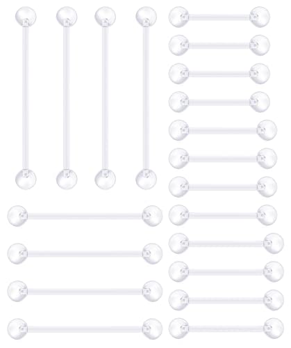 MODRSA 14G Industrial Piercing 14-38MM Klar Nippel Zungenpiercing Piercing Helix Cartilage Ohrstecker Gerade Schwangere Einstellbar Bauchnabelpiercing Damen von MODRSA