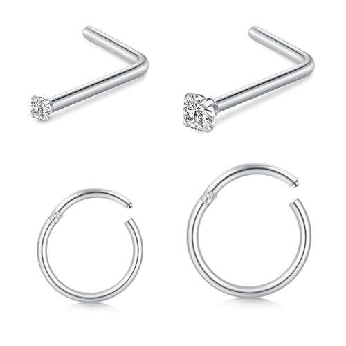 MODRSA 18G Nasenpiercing Damen Nasenpiercing Ring Silber 316L Chirurgenstahl Nasenring Hoop Clicker Nasenstecker Hinged Segmentring Piercing Schmuck von MODRSA