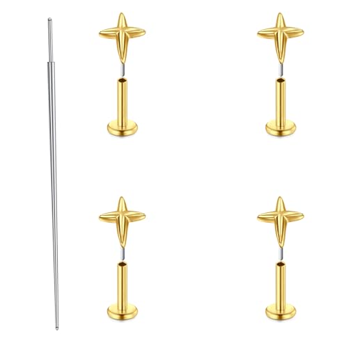 MODRSA 20G Tragus Piercing Ohrring Flash Piercing Stern Helix Piercing Gold Nasenpiercing Flat Back 6mm Piercing-Schmuck für Helix/Konch/Medusa/Lippen Piercing Ohrring Damen MODRSA 20G Tragus Piercing Ohrring Flash Piercing Stern Helix Piercing Gold Nasenpiercing Flat Back 6mm Piercing-Schmuck für Helix/Konch/Medusa/Lippen Piercing Ohrring Damen von MODRSA