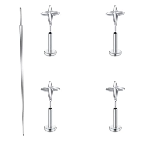 MODRSA 20G Tragus Piercing Ohrring Flash Piercing Stern Helix Piercing Silber Nasenpiercing Flat Back 6mm Piercing-Schmuck für Helix/Konch/Medusa/Lippen Piercing Ohrring Damen von MODRSA