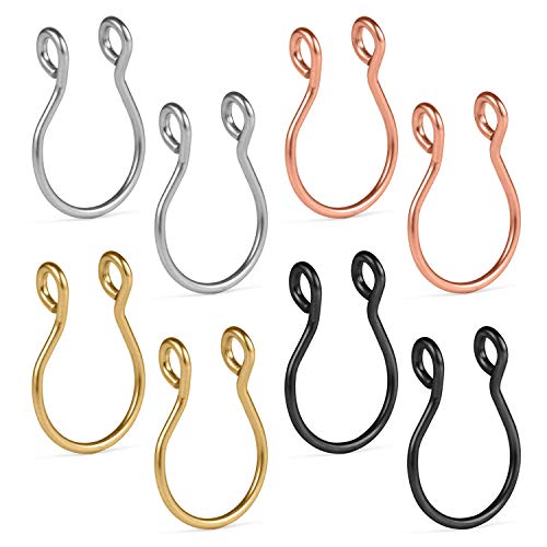 MODRSA Fake Nasenpiercing 20G Nasenring Nippel Ring Piercing Fake Septum Piercing Non-Piercing für Herren Damen Nase Hoop Ring Piercing 8 Stück von MODRSA