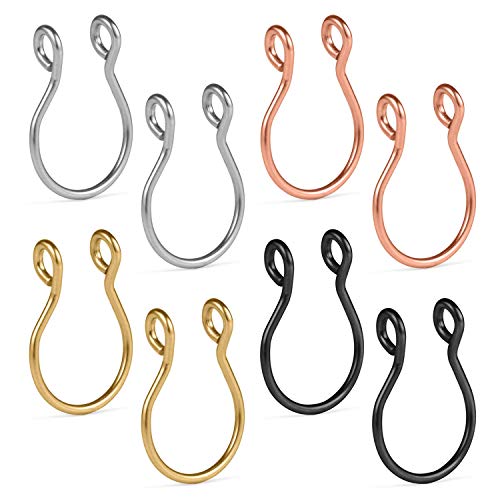 MODRSA Fake Nasenpiercing 20G Nasenring Nippel Ring Septum Non-Piercing für Herren Damen Nase Hoop Ring 8 Stück von MODRSA