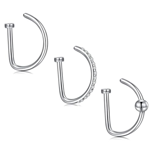 MODRSA Fake Nasenpiercing Silber Chirurgenstahl Fake Nose Ring Damen Fake Nasenring Piercing Fake Nasen Piercing Faux Nasenpiercing Ring von MODRSA
